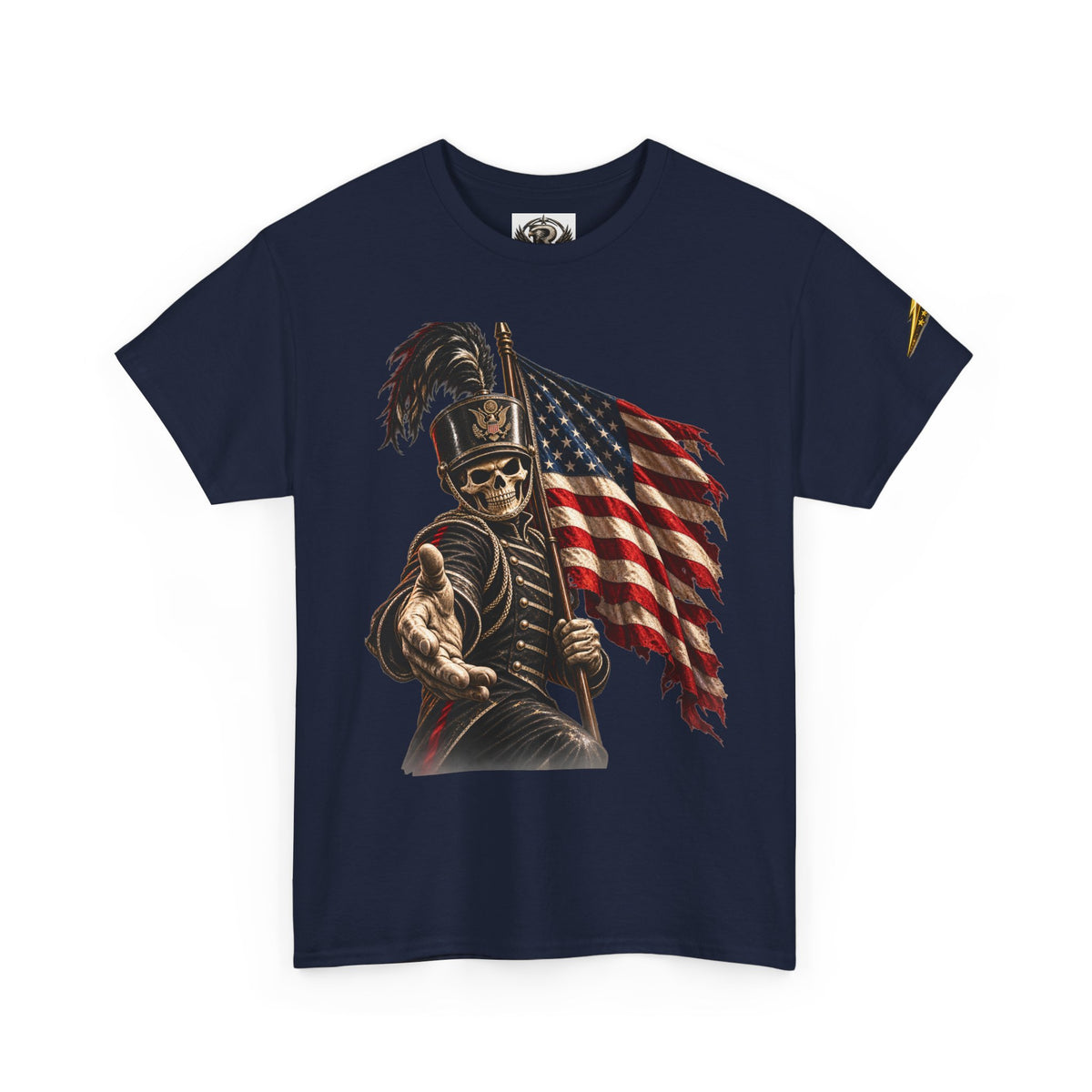 Patriotic Skeleton Soldier T-Shirt — American Flag Grim Reaper Tee