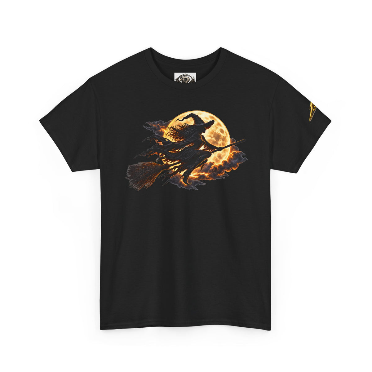 Witch Flight T‑Shirt — Vintage Moon & Broomstick Halloween Tee