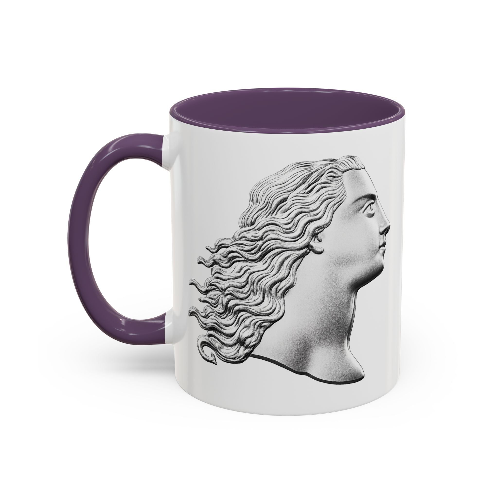 Classical Profile Accent Coffee Mug — Greek Goddess Bust Design (11/15oz)