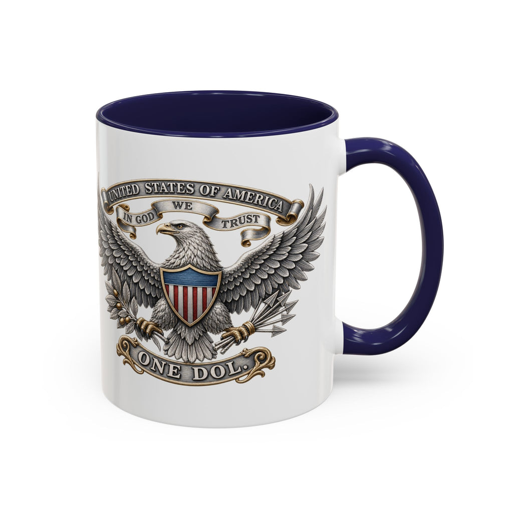 Eagle Shield Accent Coffee Mug — Patriotic "In God We Trust" Design
