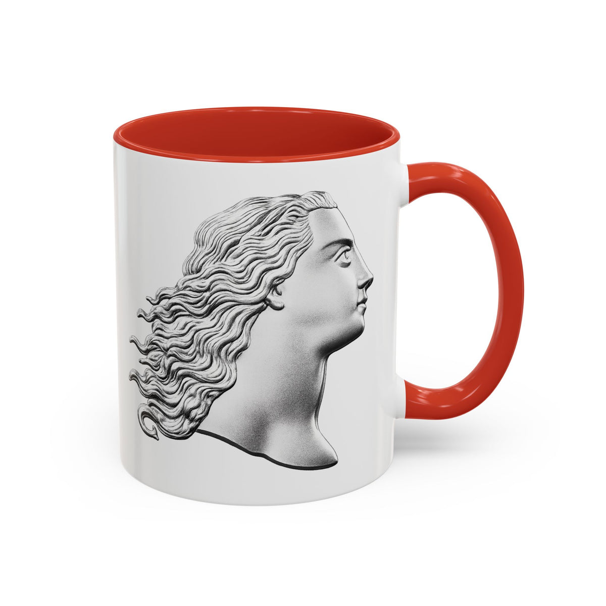 Classical Profile Accent Coffee Mug — Greek Goddess Bust Design (11/15oz)