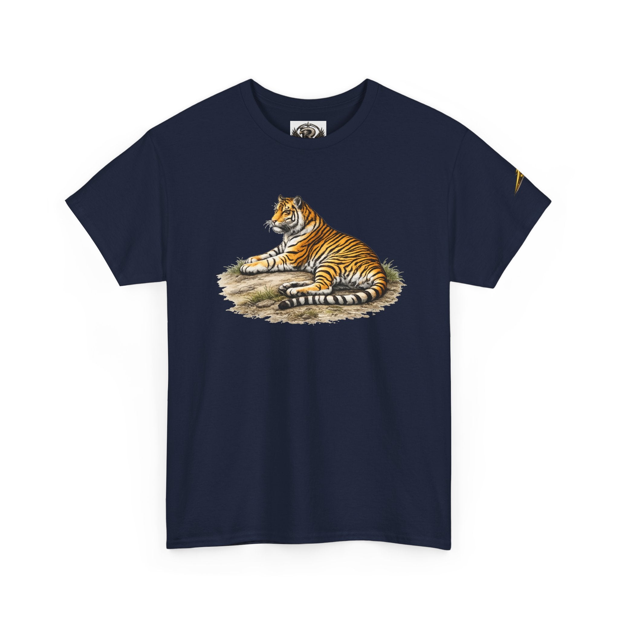 Tiger Graphic T-Shirt — Vintage Lying Tiger Illustration Tee