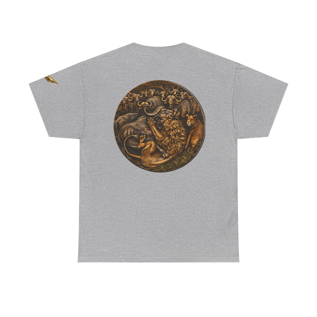 Mythic Animal Medallion Tee — Vintage Bronze Fantasy Backprint T-Shirt