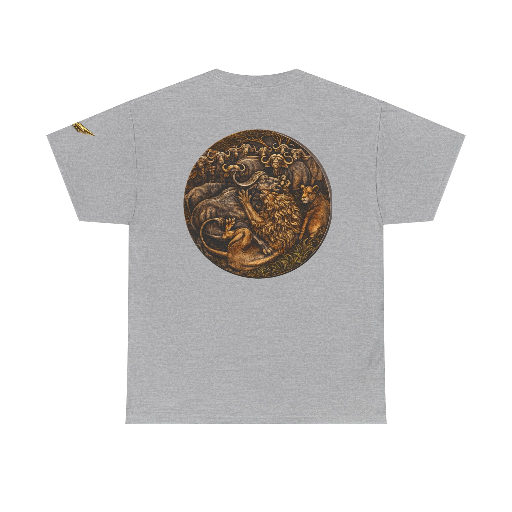 Mythic Animal Medallion Tee — Vintage Bronze Fantasy Backprint T-Shirt