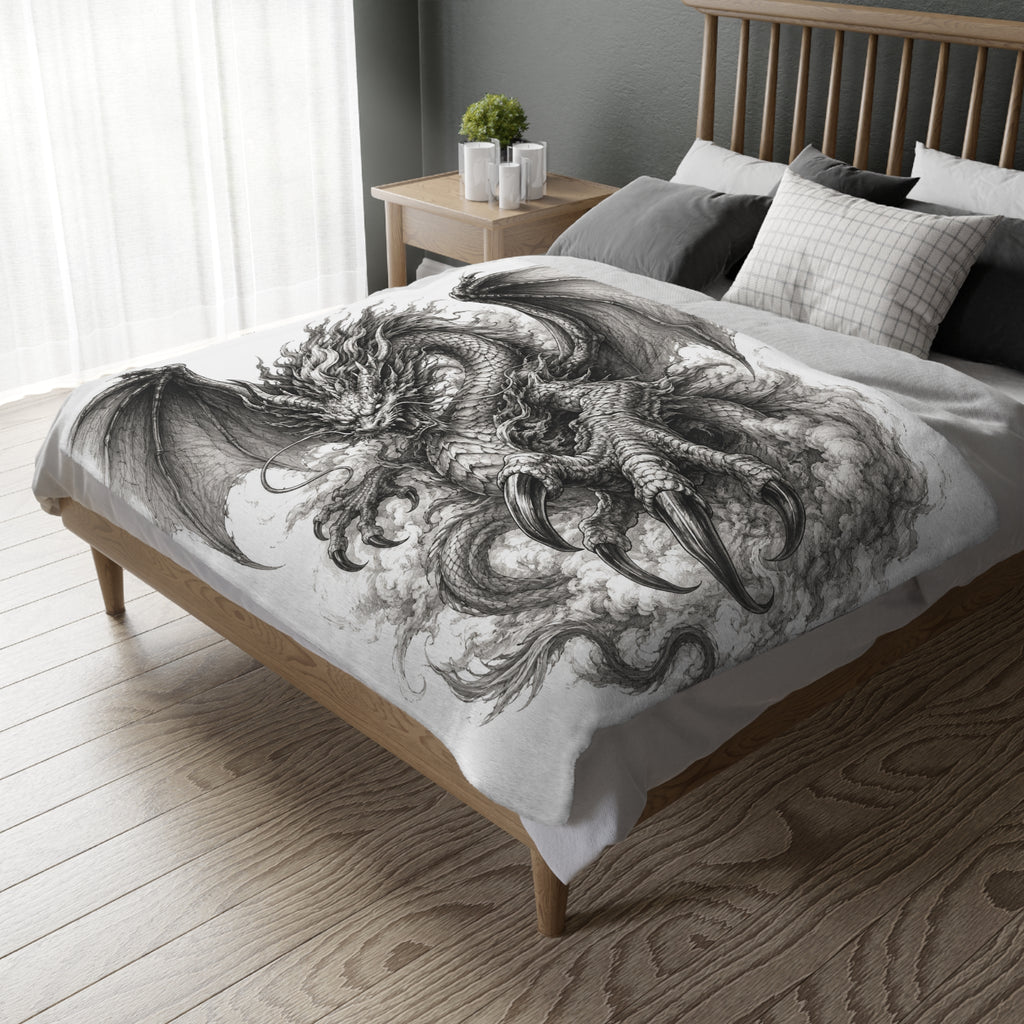 Dragon Claw Velveteen Blanket – Black Ink Fantasy Microfiber Throw