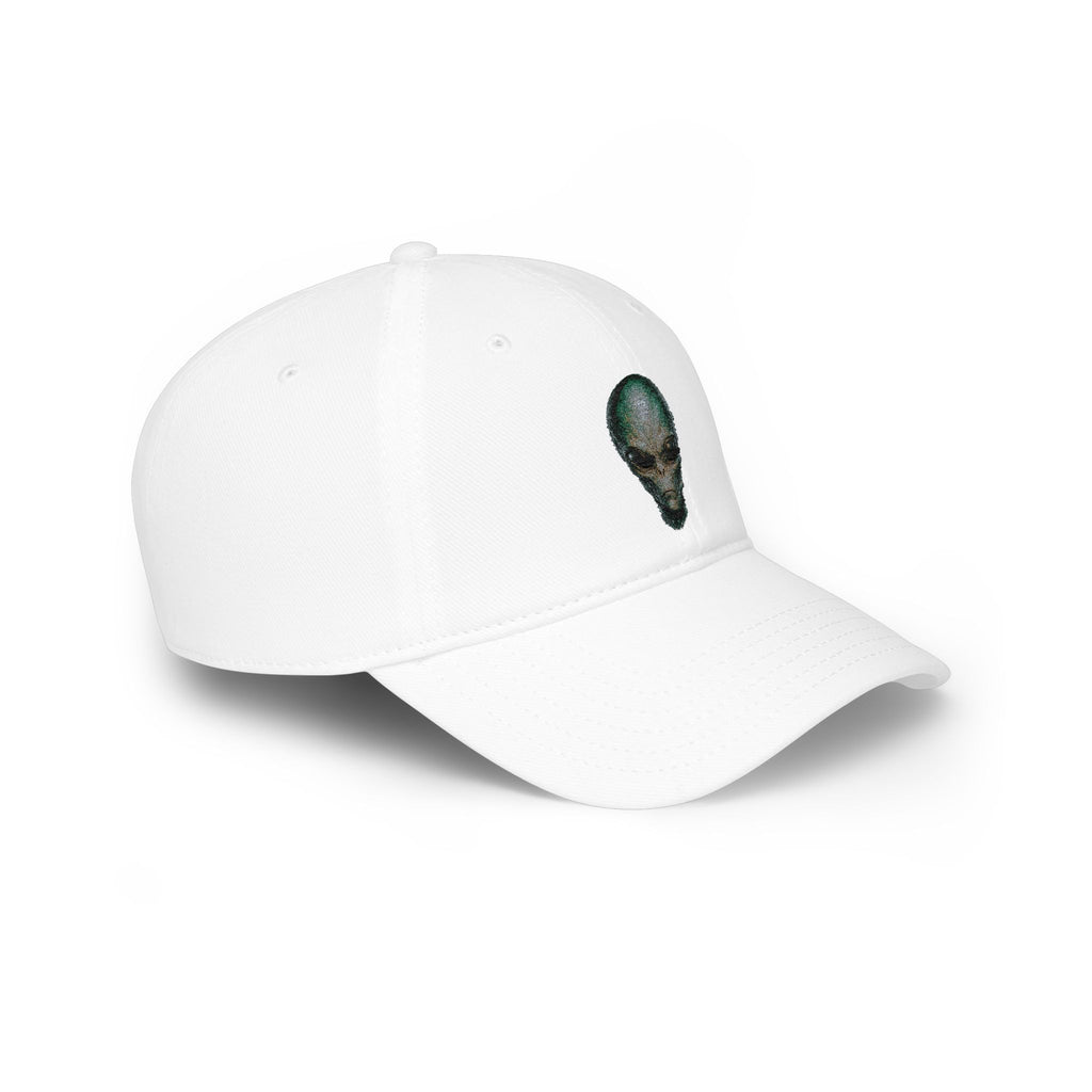 Alien Skull Red Baseball Cap — Retro Space Graphic Low Profile Hat