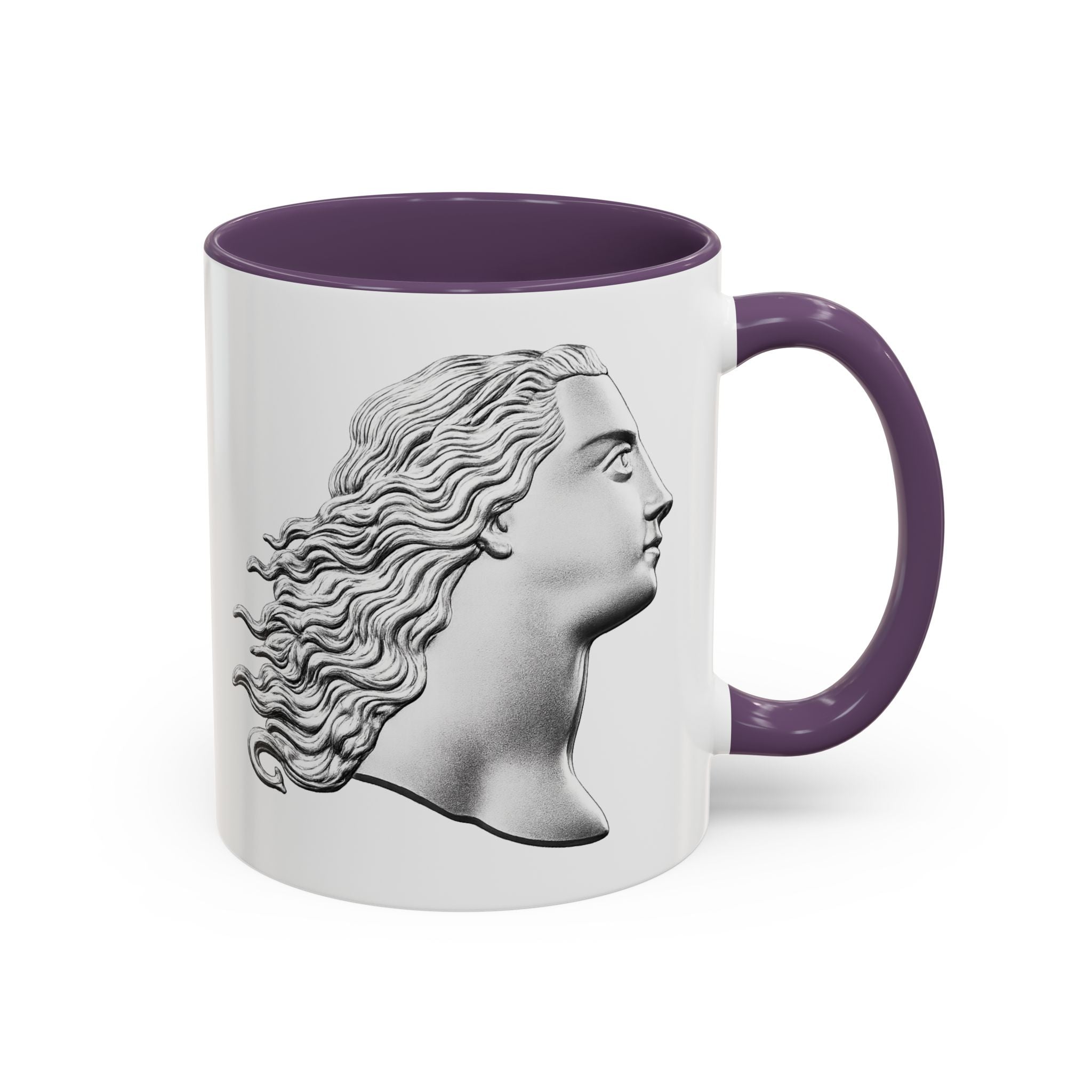 Classical Profile Accent Coffee Mug — Greek Goddess Bust Design (11/15oz)