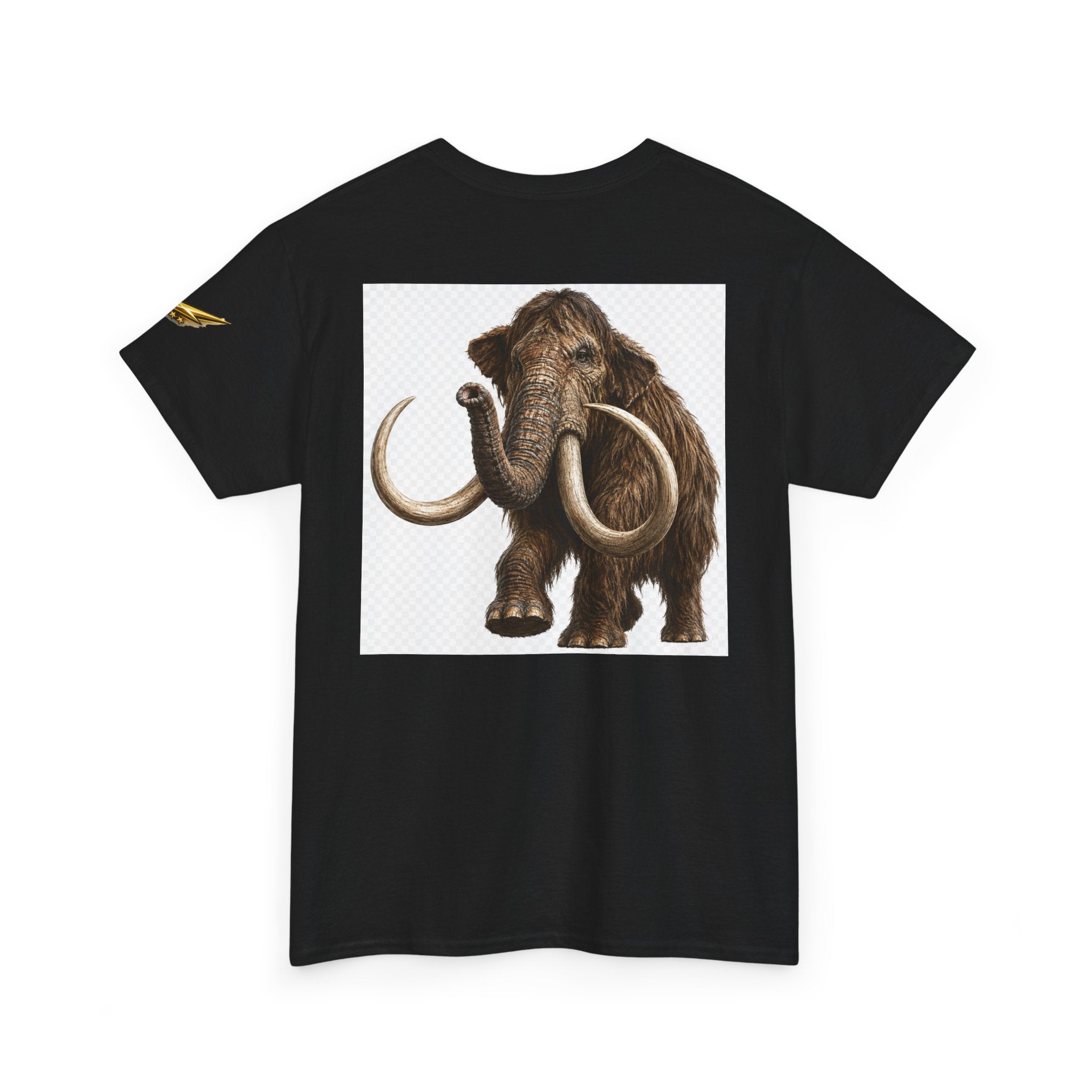Mammoth Graphic Tee — Vintage Woolly Mammoth Illustration Back Print