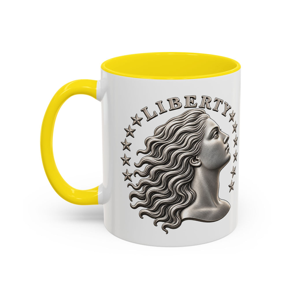 Liberty Coin Accent Coffee Mug — Vintage Lady Head Design (11/15 oz)