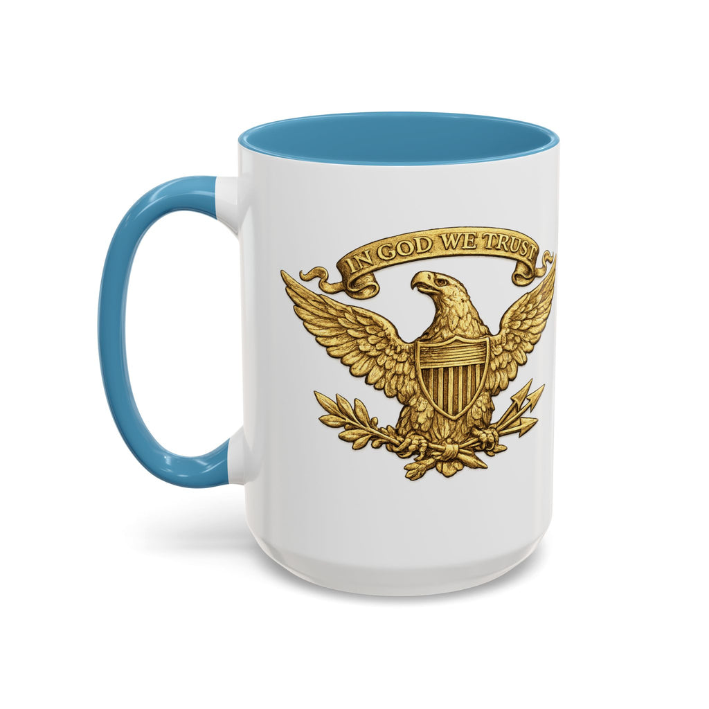 Gold Eagle 'In God We Trust' Accent Coffee Mug — Patriotic 11/15oz